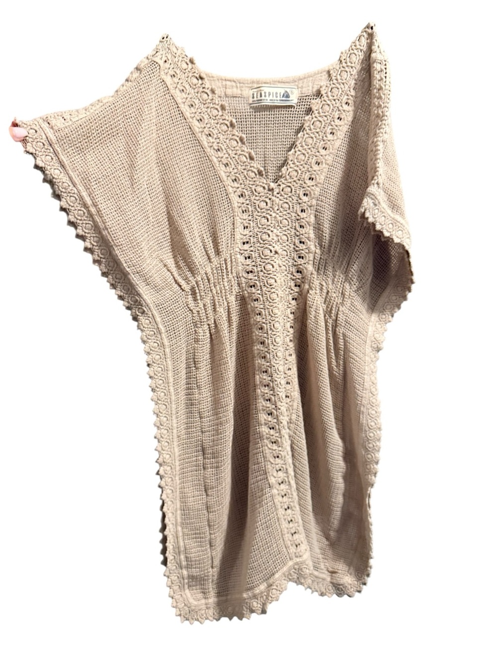 Boho Crochet Swim Coverup - Cream - Picture 2 of 5